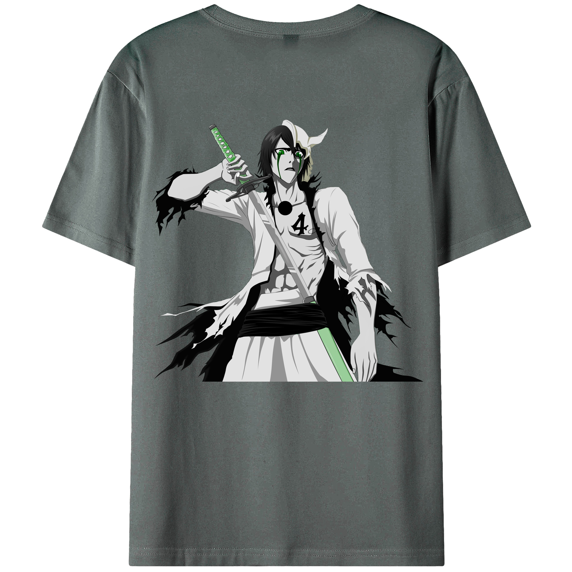 （画像用） ブリーチ ウルキオラ·シファー BLEACH Ulquiorra cifer 綿100％ メンズ半袖Tシャツ（バックプリント） 通気性